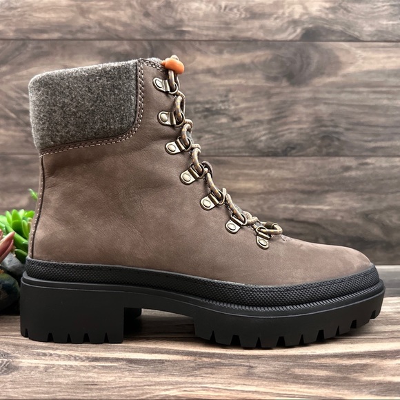 NIB Lucky Brand Eavan Lace Up Combat Boots Falcon Milled Nubuck Leather 8M - Picture 7 of 12